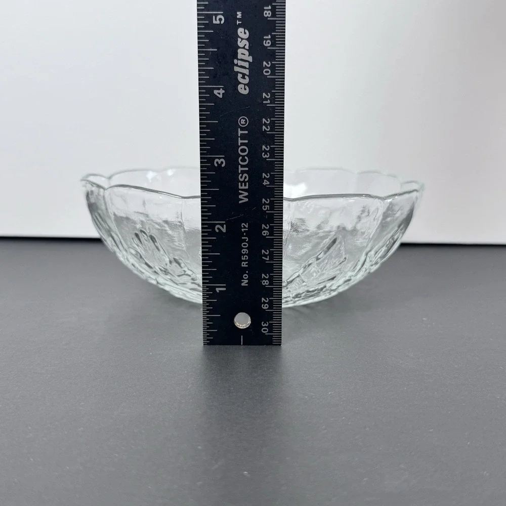 KIG‎ Indonesia Clear Pressed Glass Bowl With Rose Pattern Vintage EUC No Dmg